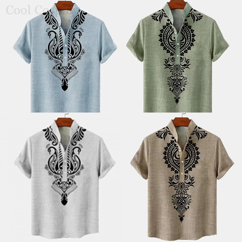 Ethnic Fashion For Men - Erkek Retro Üstleri Henley Gömlek erkek