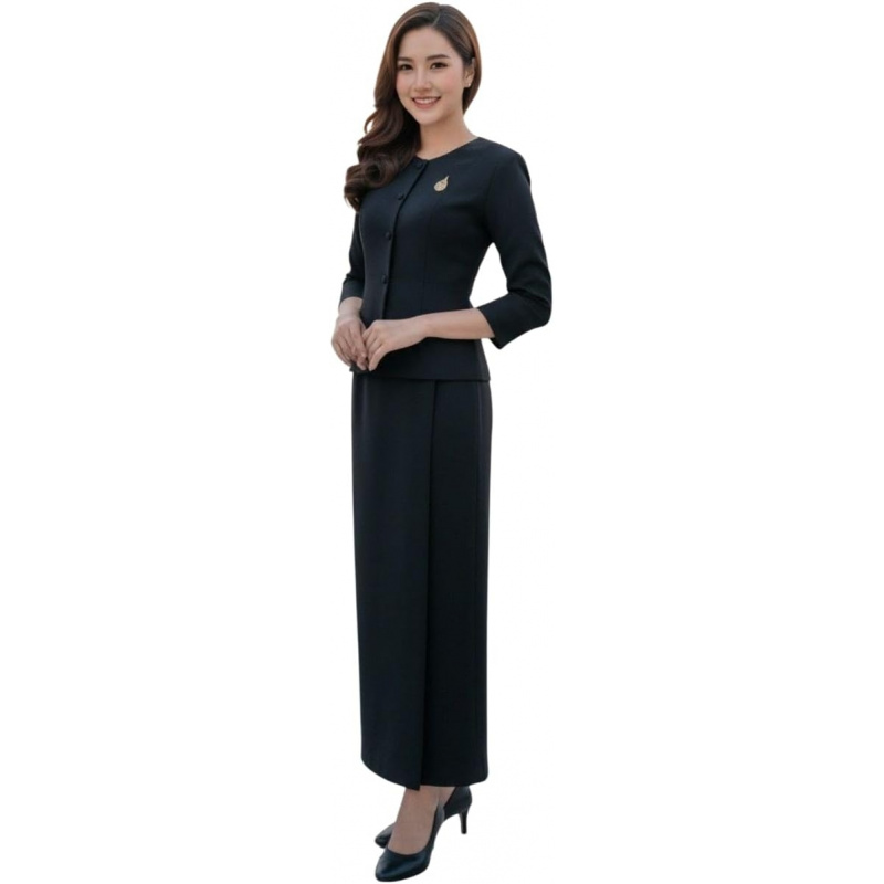 Thai Silk Blouse - Geleneksel Tayland Ruean Ton Uzun Kollu