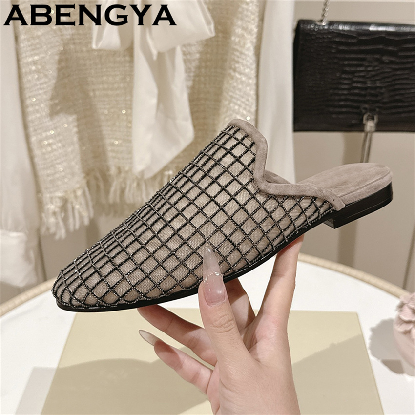 Ethnic Fashion Women - Parlak Dantel Fileli Yuvarlak Burunlu Düz