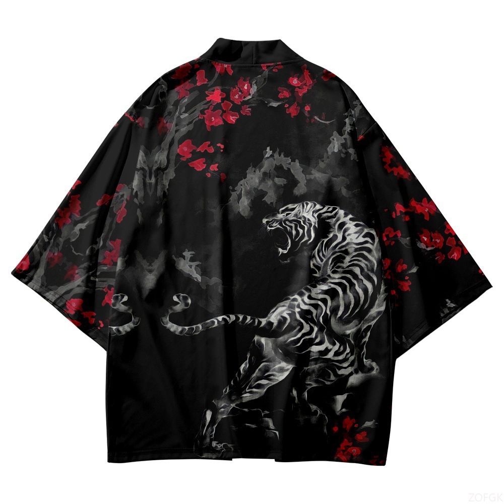 Haori Japanese Jacket - Siyah Kimono Açık Yaka Erkek ve