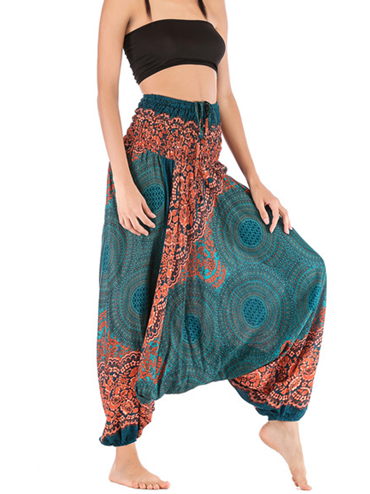 Ethnic Boho Fashion - Retro Boho Çiçek Baskı Rahat Kadın