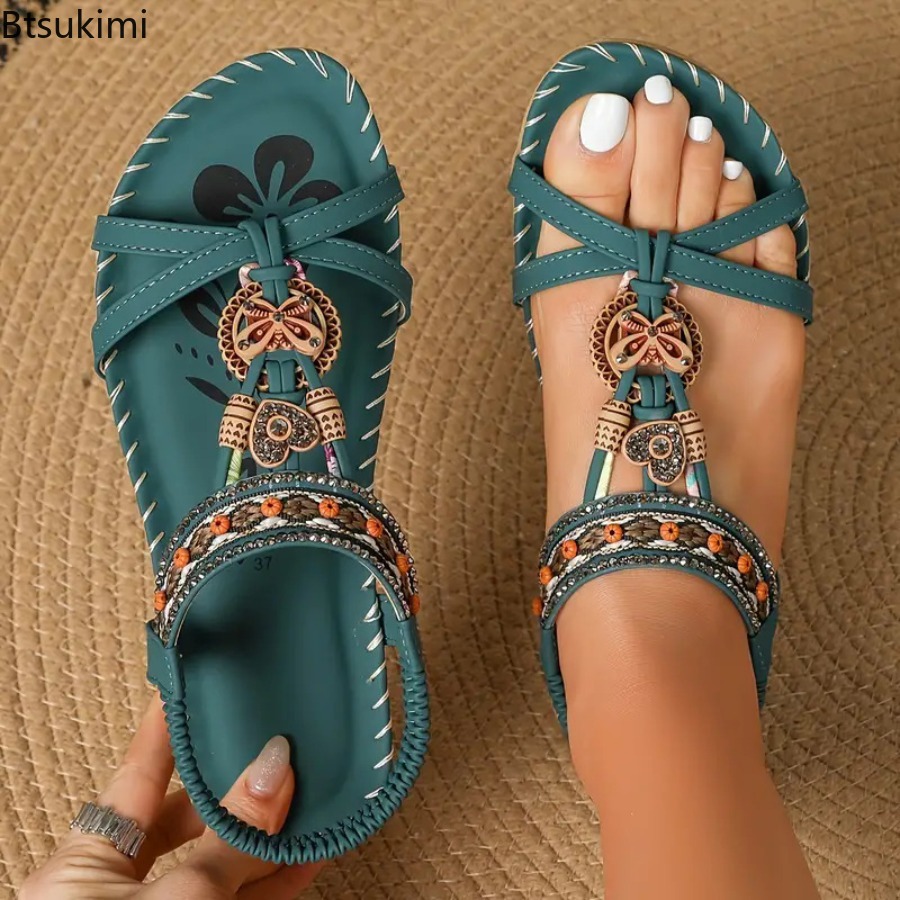Ethnic Fashion Women - Kadın Bohemian Sandalet Açık Plaj Elbise