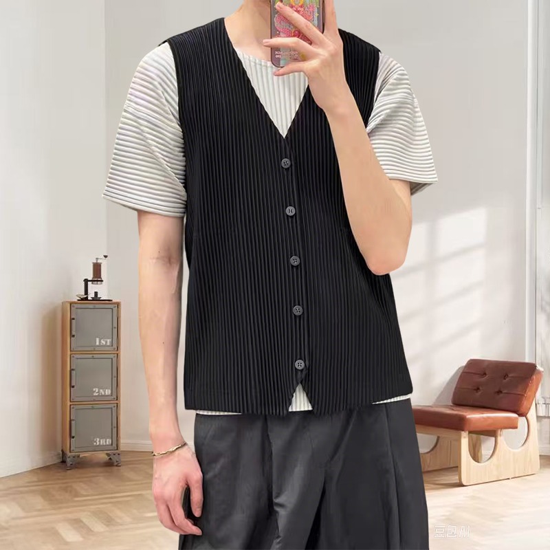 Haori Japanese Jacket - Miyake Pileli Orijinal Fanila Fanila erkek