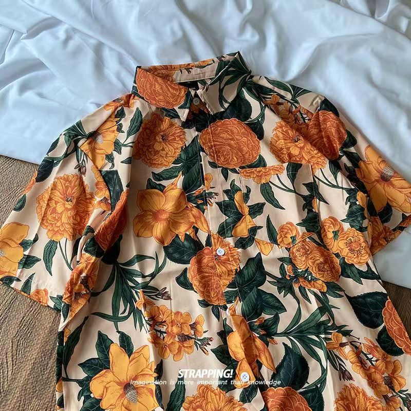 Japon Tay Retro Hawaii Turuncu - Thai Silk Blouse incelemesi ve fiyatı