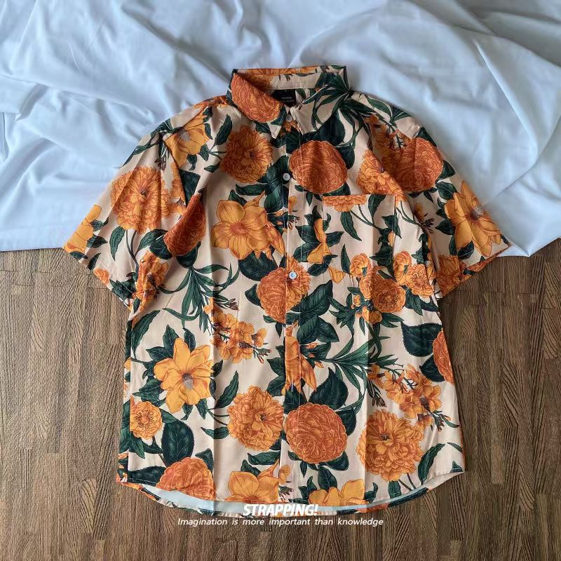 Japon Tay Retro Hawaii Turuncu - Thai Silk Blouse incelemesi ve fiyatı