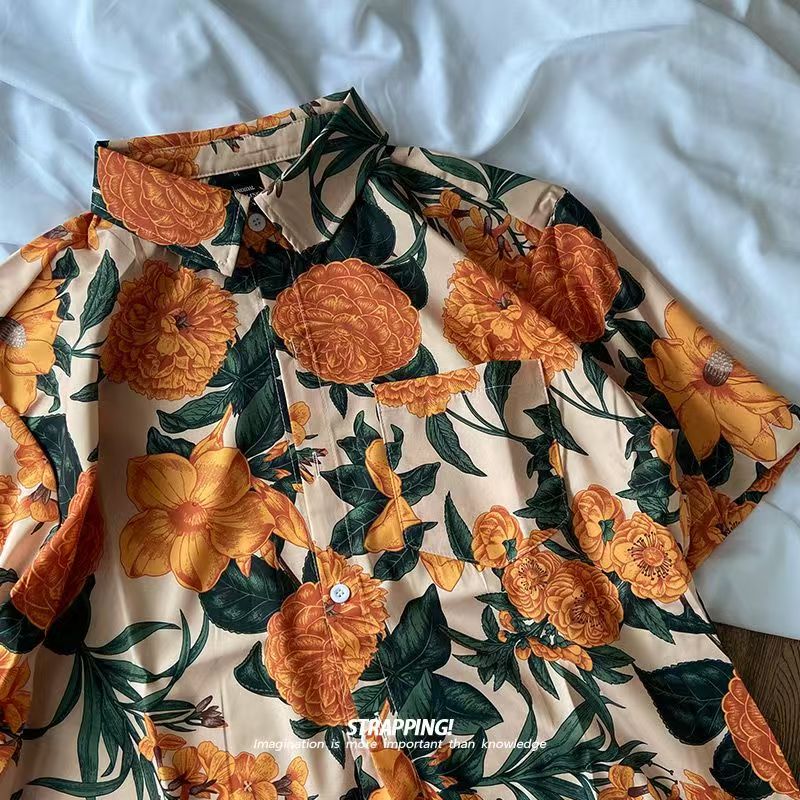 Japon Tay Retro Hawaii Turuncu - Thai Silk Blouse incelemesi ve fiyatı